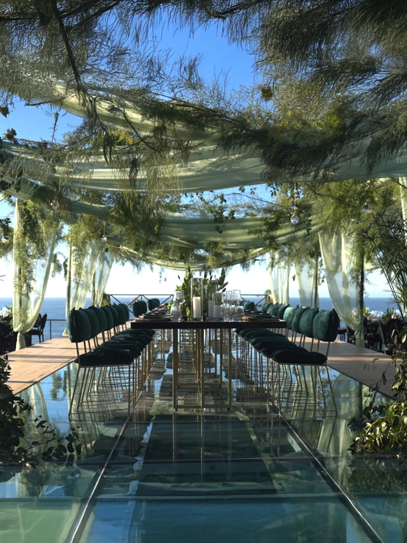Full production structure setup for destination weddings in Mexico