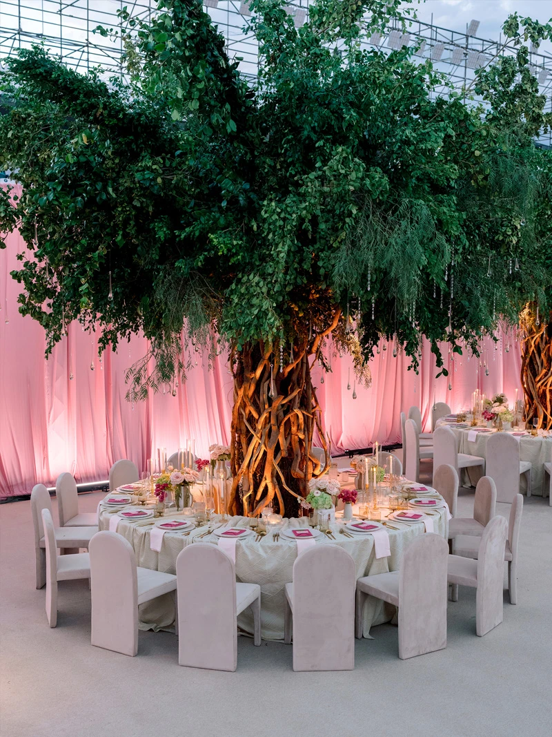 Luxury wedding draping and ambient fabric styling