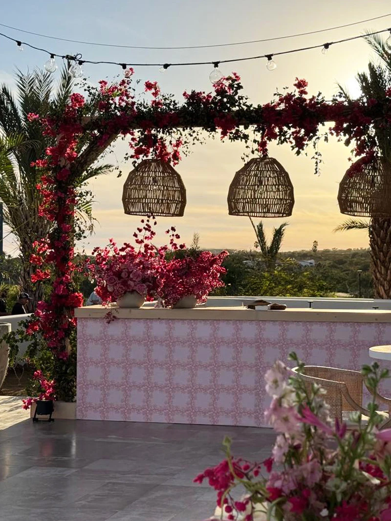 Complex structural venue transformation and premium tent setups on the beach