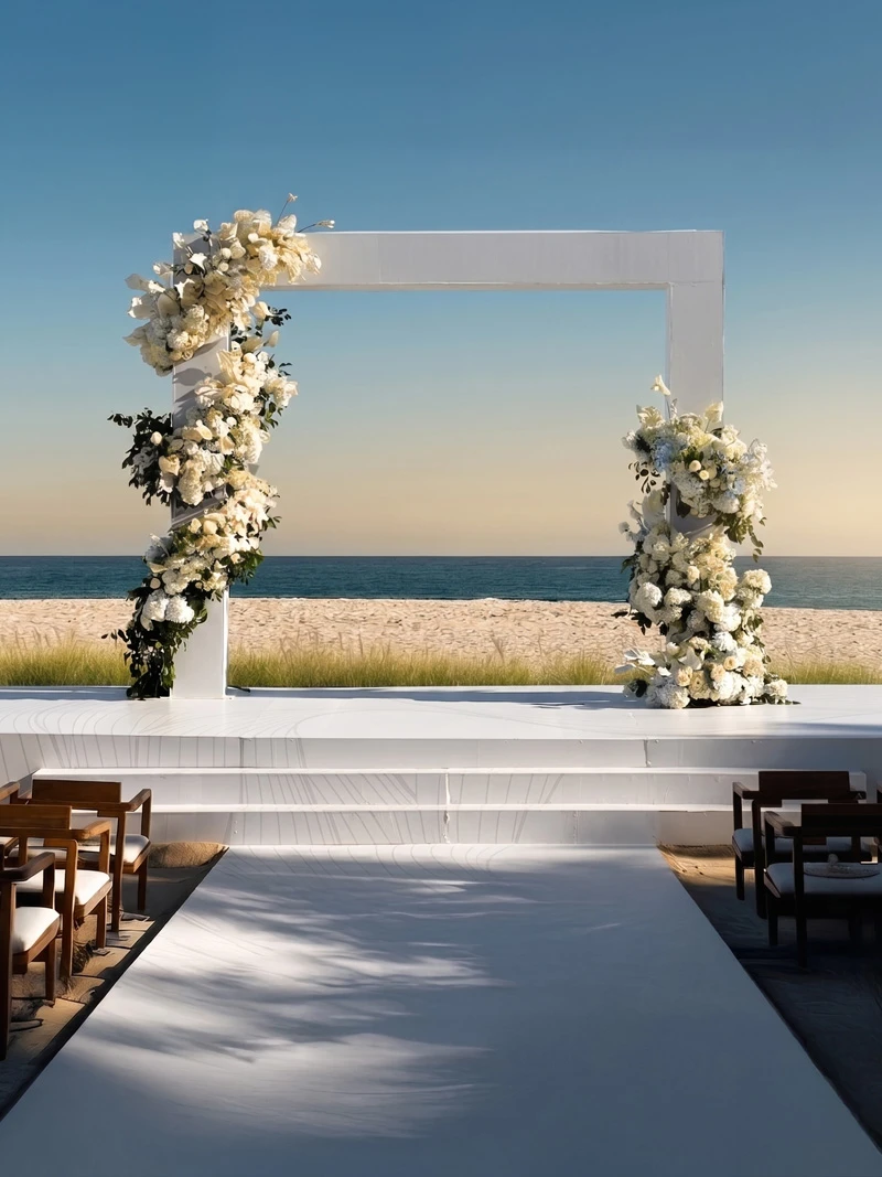 Ground support and heavy rigging installation for coastal wedding ceremonies