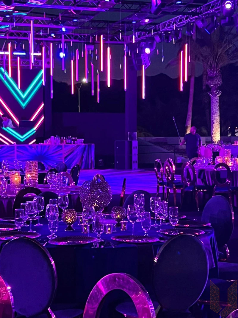 Custom professional lighting consoles and architectural wash execution